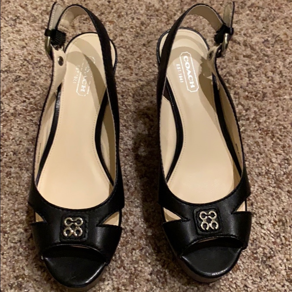 Coach slingback wedge with open toe size 7